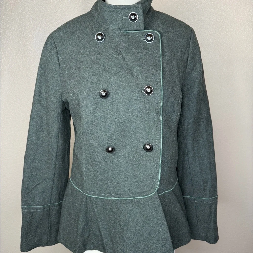 Banana Republic Double-Breasted Green Italian Wool Military Style Jacket‎